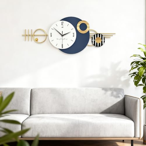 Blissio Orologio da Parete Moderno, Metallo Orologio Grande da Parete, Muto - Non Ticchetta, Tempo di Viaggio Preciso,per Soggiorno, Camera da Letto, Corridoio Decorazione Murale (100x42cm)