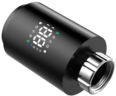 Válvula de radiador termostática, válvula termostática conectada, termostato conectado, radiador eléctrico, control de voz, termostático conectado e inteligente para gateway (Negro)