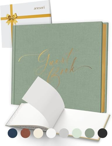 ARTESORI Wedding Guest Book for Reception — Gold-Foiled Guestbook to Sign in, Elegant Baby Shower Guest Book for Party & Birthday — Photo & Polaroid Guest Book for Wedding & Bridal Shower (Sage)