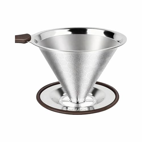 Tyatiyzn 600 Mailles Filtre à Café en Acier Inoxydable Avec Anse en Silicone, Sans Papier, Filtre à Café Manuelle du Cafés Convient Pour Un Bureau à Domicile