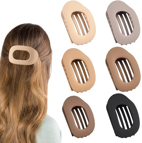 Holtrae 6 Stück Haarklammern für Damen,Flache Haarklammern,Haarspangen Damen,Entenschnabel Haarspange,Leicht,Vielseitig und modisch,Rutschfeste Haarspange,für Dünnes Dickes Haar,Alltag,Sport,Fahren