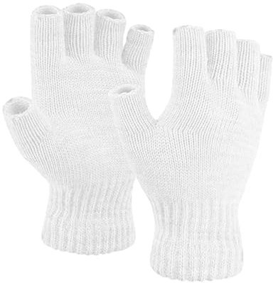 Heré Mood Fingerlose Strickhandschuhe Winterhandschuhe Damen & Herren – Warme Unisex Acryl Handschuhe – Outdoor Thermo Halbfinger Winterhandschuhe für Fahrrad, Laufen & Ski