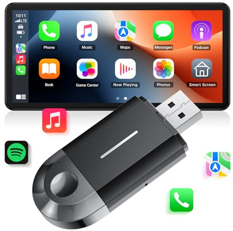 LAMTTO 2-in-1 Wireless CarPlay Adapter, Klein Carplay&Android Auto Wireless Adapter mit USB-C/A, Plug &Play, Flüssig Stabil Verbindung, Ohne Verzögerung Läuft für iOS 10+/Android 11+ & Autos ab 2016