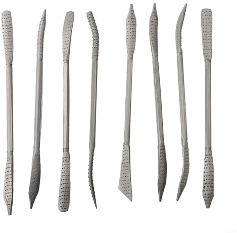 Gdfnmogo 8-teiliges Holzraspel-Set für Holzschnitzerei – doppelseitige grobe Rifflerfeilen mit gebogenen Köpfen, 190 mm Handfeilen aus Karbonstahl für Holzbearbeitung, mittelgroße Zähne