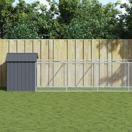Generic Hundkennel i Stål med Skydd, Hundhus Utomhus med Staketskåp, Kraftiga Hundgårdar i Metall för Uteplats, Väderbeständigt Husdjursskydd (117 x 1017 x 123 cm)