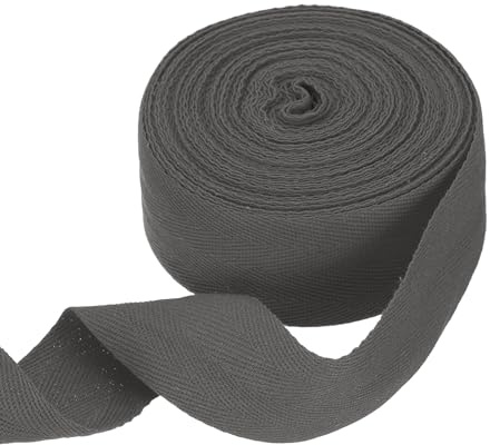 QUARKZMAN Nastro in Cotone A Spina di Pesce 40mm x 10 Metri Nastro A Tessuto di Saia Rotolo di Nastro A Bordo Obliquo per DIY Cucito Confezione Regalo Grigio Scuro