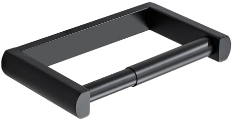 SAYAYO Black Toilet Roll Holder Wall Mounted, Spring Loaded Design | SUS304 Stainless Steel Toilet Paper Holder Heavy Duty for Loo Tissue Roll for Bathroom Kitchen