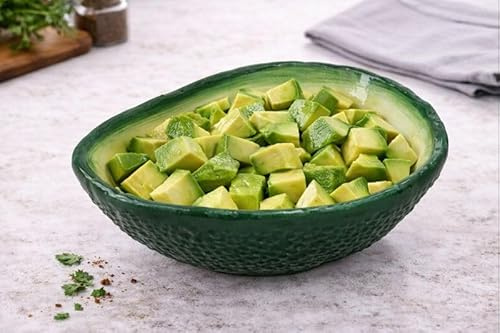 Genérico Plato Hondo con Forma de Aguacate, Cerámica, Verde, 14.5x11x4 cm, Diseño original, 6 Unidades