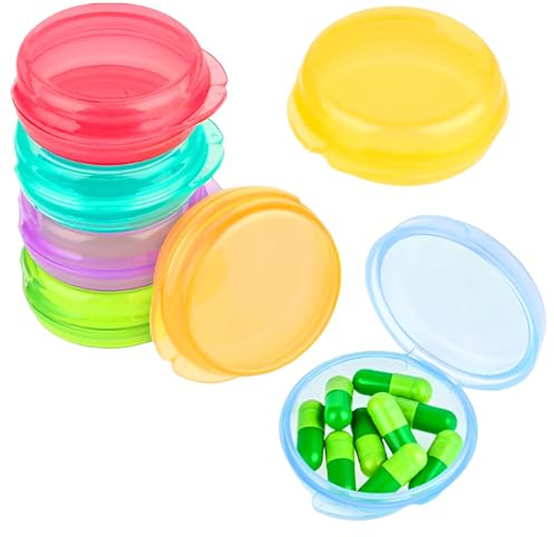 7 stycken tablettlådor liten för resor, regnbåge pillerbox set för läkemedel, vitaminer och fiskolja, bärbar tablettlåda mini pillerask arrangör för resor och vardag