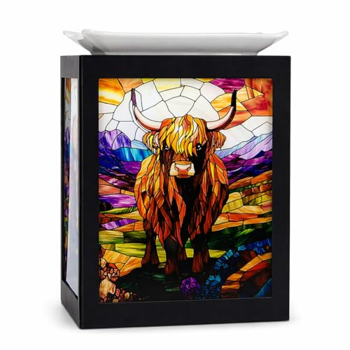 Cello Electric Wax Melt Burner - Golden Highland Cow Design Aroma Oil Diffuser New Home Fragrance Lamp Essential Oils & Wax Melts Bedroom Living Room Decor Gift for Her Autumn Present