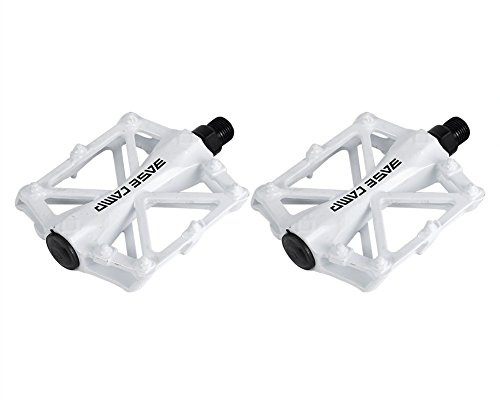 Pedaler för BXM cykel/mountainbike extra ljus i legering, cykelpedaler vandringspedaler vita