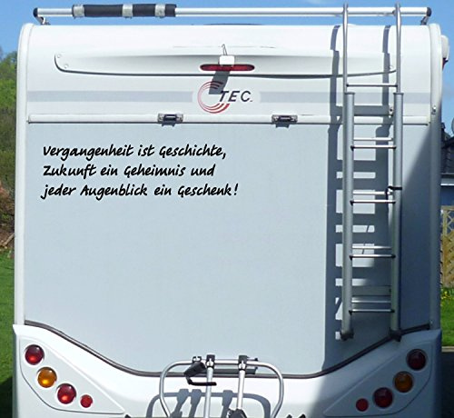 WERBEPUNKT. Aufkleber Vergangenheit ist Geschichte Wohnmobil Wohnwagen Camping Caravan Auto - 100 cm/Schwarz