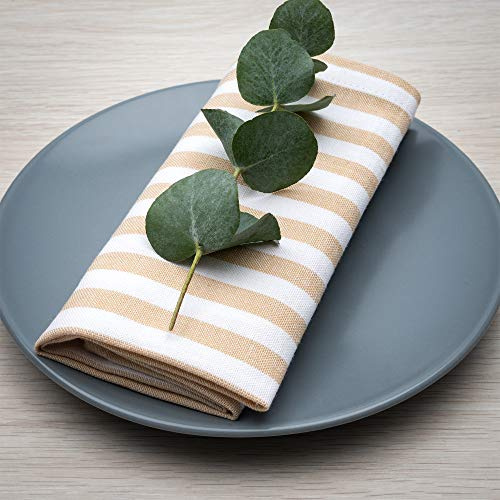 FILU Servietten 8er Pack BeigeWeiß gestreift (Farbe und Design wählbar) 45 x 45 cm - Stoffserviette aus 100% Baumwolle im skandinavischen Landhausstil