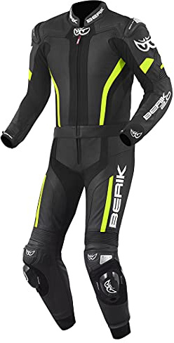 Berik Losail Tuta in pelle da moto a due pezzi, nero/giallo, 54