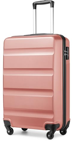 KONO Koffer Trolley Groß Leicht Hartschalenkoffer aus ABS Reisetasche mit 4 Rollen und TSA Schloss Koffer X 75x51x28cm, 90 Liter, Nude