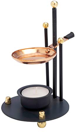 WEIHRAUCHBRENNER/RÄUCHERSTÖVCHEN HÖHENVERSTELLBAR – Höhe 16 cm – Mit KUPFERPFÄNNE & TEELICHT – Edler RÄUCHERSTÄNDER/AROMABRENNER/DUFTSTÖVCHEN – MaMeMi Markenqualität