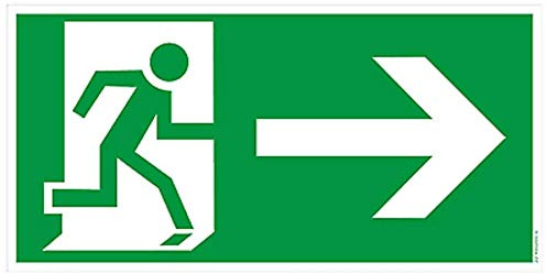 Fluchtweg Notausgang Schild PVC nachleuchtend Pfeil rechts 400x200mm XXL von MBS-FIRE