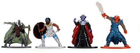Jada Toys Dungeons & Dragons Nanofigs 4er-Set Nano Sammelfiguren aus Die-Cast, Drizzt Drow Elf Ranger, Human Fighter, Dragonborn Cleric, Mind Flayer, Spielzeugfiguren, 4 Stück/Set, 4 cm, ab 12 Jahren