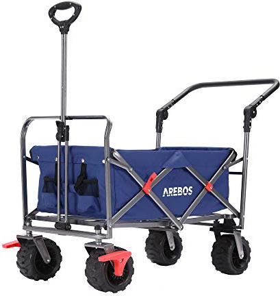 Arebos Chariot de Transport Pliable | Chariot à Main | Diable de Transport Chariot d'outillage avec 2 Poches en Filet et Une Poche extérieure | Pliable | Jusqu'à 100 kg de capacité de Charge | Bleu