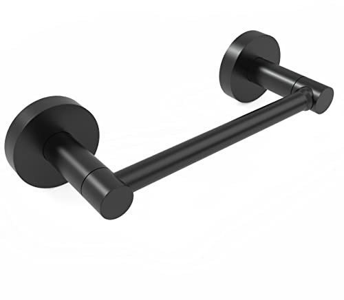 BATH EQUIPMENT FIXSEN Matte Black Toilet Paper Holder Bathroom Double Post Pivoting Tissue Roll Holder Stainless Steel and Zinc Alloy Wall Mount Detachable 1pc
