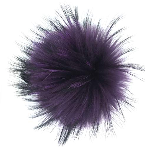 FISH IN THE SEA - Premium Echtfell Bommel - XL 17-19cm - Fellbommel mit Druckknopf in Violet - leicht zum Anbringen - Abnehmbarer Pom Pom für Strickmütze