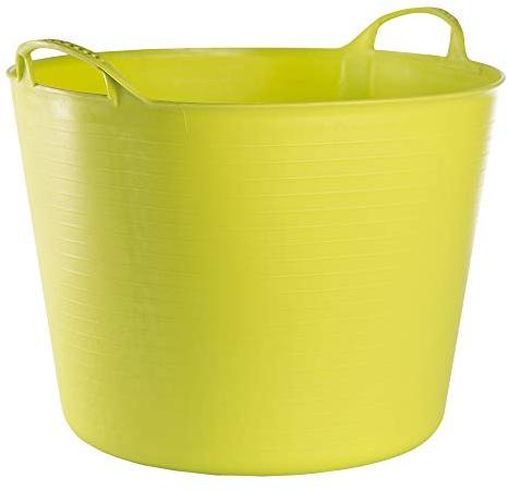 RED HOG Gartenkorb Kunststoff 42L Griffe Haltbarkeit: 120 kg Flexi Bag Wäschekorb Rund Behälter für Haus, Garten, Gebäude, Superstark, Mehrzweck, Verstärkungsrippen, Rissbeständig, Pistazie