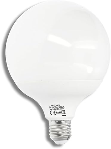 Jandei - Bombilla LED Globo 270º, G120, Rosca E27, 18W (equivalente a 140W) luz Blanca Fría 6000K, 1800 Lúmenes. Perfectas para Salón, Cocina, Baño, Oficina. Ahorro de energía.