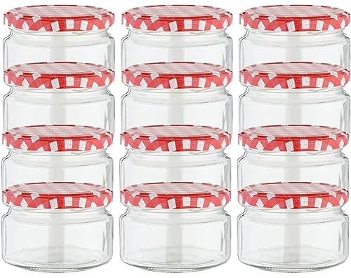 Devitre 12er Set Marmeladengläser 250 ml Einmachgläser mit Deckel und Aufklebern
