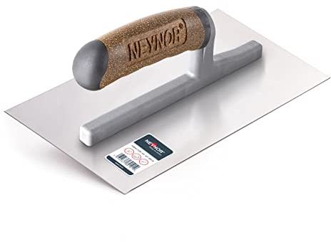 NEYNOR® Glättekelle ohne Zahnung 270 x 130 mm - Profi Edelstahl Glättkelle - Glättspachtel zum Verlegen von Fliesen - Ergonomisch Griff - Made in EU