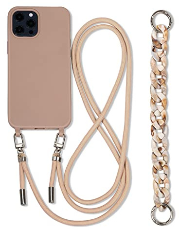 Emlivi Handykette Hülle mit Armband für iPhone Xr Necklace Handyhülle Nylon Schultergurt Silikon Cover mit Kordel zum Umhängen Schutzhülle mit Stylische Band Case für iPhone Xr, Milchtee