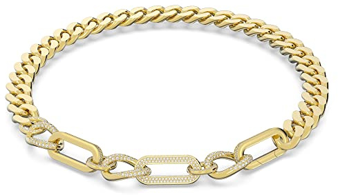 Swarovski Dextera Halskette, Statement, Gemischte Glieder, Weiß, Goldlegierungsschicht