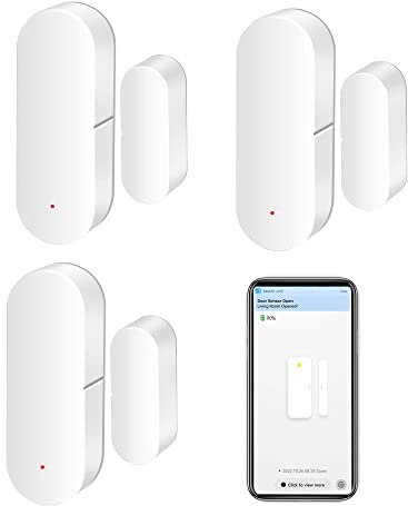 SENCKIT Sensor de puerta WiFi: detectores inteligentes de puerta abierta/cerrada, sensor de ventana inalámbrico con alerta de notificación de aplicación, sensor de contacto para seguridad del hogar,