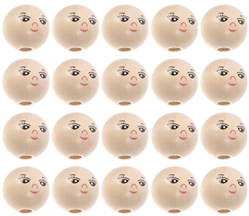 Milisten 50 Stück Puppen-Holzperlen für Weihnachten, Holzperlen, runde zum Basteln, für Modepuppen, runde Natur, Bastelset für Kinder, Mädchen, kleine