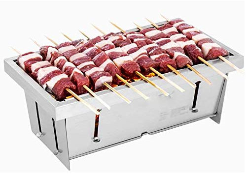 Parrilla KANBUN de acero inoxidable sin recubrimiento, barbacoa de carbón, pequeña Mini parrilla para barbacoa, cena, barbacoa al aire libre Double the comfort