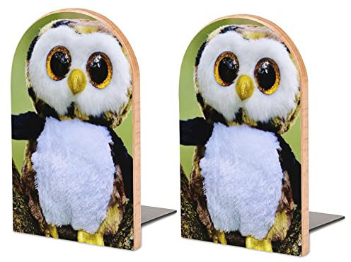 Packung Mit 2 Buchstützen Eule Rutschfester Bücherständer Aus Holz Bücherregal Bücherhalter Für Home Desk Office Library