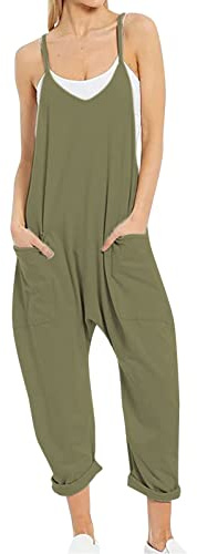 Salopette da donna, pantaloni da lavoro, tuta da donna, estiva, larga, oversize, tinta unita, elegante, salopette vintage, salopette leggere