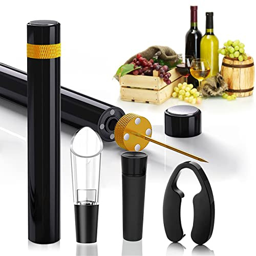 Mini Wine Opener Set | Travel Portable Pocket Air Pressure Pump Wine Bottle Opener with Aerator, Foil Cutter, and Vacuum Stopper | 7S Quick Bottle Opening | for Home, Restaurant, Party,Wine Lovers
