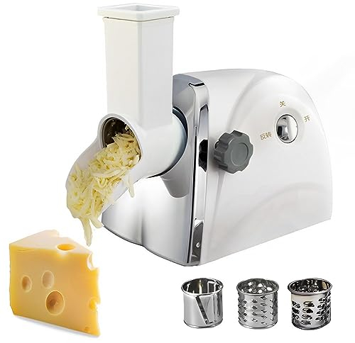 Commercial Machine,Commercial Cheese Grater, 300W Electric Rotary Cheese Shredder Machine with 3 Stainless Steel Revolving Blades, 500g/min for Potato Grater, Vegetable Slicer, Che