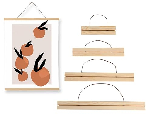 Magnetisch Posterschiene Posterleiste - Holz Poster Aufhänger Halter Rahmen Leisten - Magnet Posterrahmen Bilderleiste - Magnetischer Posteraufhänger Rahmen Für Drucken Kunstwerk Wandbilder (4 Size)