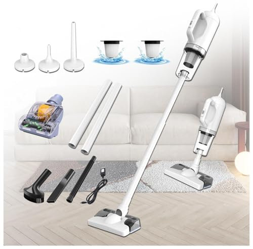 MeLtor Escoba Aspiradora Sin Cable 5 in 1 Batería Recargable USB,Depósito 200 Ml, Fregona Electrica con 2000mah*3 Baterías para Mascotas/Alfombras/Coche/Suelos Duros/Cama