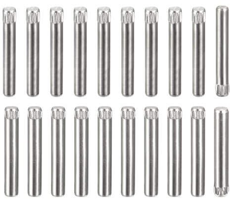 QUARKZMAN 304 Edelstahl Dübelstifte, 20 Stück 3,1x3mm und 20 Stück 4,1x3mm gerändelte Kopf Flach abgeschrägte Enden Dübelstifte, Unterstützung für Bettregalstifte