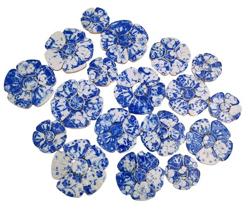 Azulejos de mosaico de cerámica de flores aleatorias, 500 g para manualidades, 3 tamaños de mosaico de flores para obras de arte, marcos, tazas, macetas, peceras y jarrones