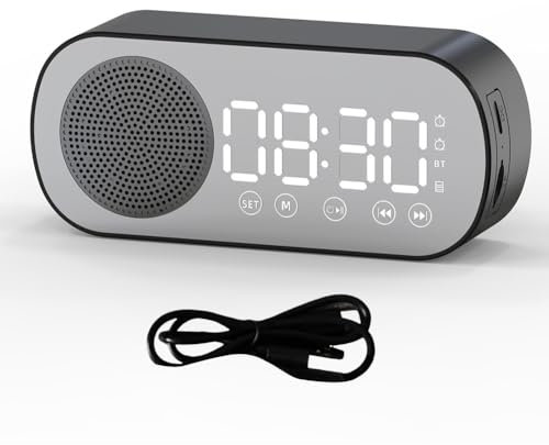 NONDK Enceinte sans Bluetooth Réveil Radio en ABS pour ou Le Bureau, Noir