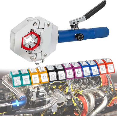 Beachtiful Crimpzange für Hydraulikschläuche, integriertes Crimp Set für Hydraulikschläuche, Manuelles Crimpwerkzeug für AC-Schläuche mit 7 Einsätzen