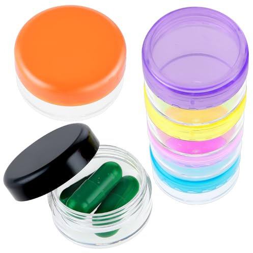 Dimeho 6 Stück Kleine Pillendose - Tablettenbox Klein Für Unterwegs - Tragbar Pillenbox BPA-frei - Reise Mini Tablettendose - Medikamenten Taschenpillendose Für Handtasche (6 Farben)