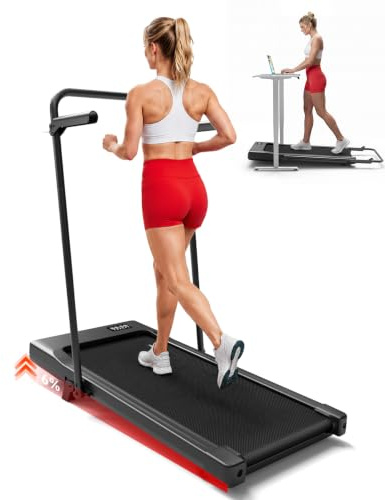 Superun Walking Pad max 159 KG/136 KG, Laufband für Zuhause mit Trainingseinheit, Leise Laufband Schreibtisch mit App und Multiplayer-Rennstrecke, 90cm, Dunkel-Schwarz
