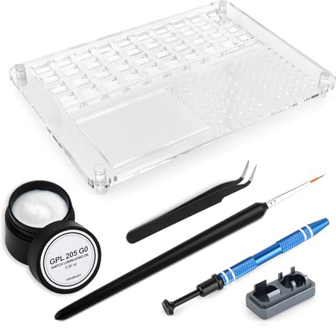 RUNJRX 40 Estación de lubricación acrílica para interruptor de teclado, GPL 205G0, abridor de interruptores, kit de lubricación de interruptor para teclado personalizado (6 piezas)