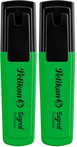 Pelikan Textmarker Signal Leuchtgrün, 1 Stück auf Blisterkarte (Packung mit 2)