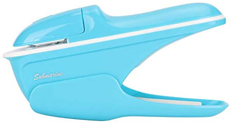Fdit Stapleless Stapler,ABS No Staple Stapler Book Paper Stapling Machine Effortless Hand Stapleless Stapler Binding Hand Tool (Blue)