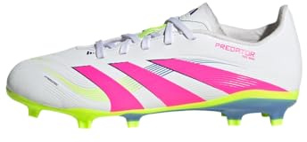 Adidas Unisex Kids' Bota de fútbol Predator League césped Natural seco/multisuperficie (Adolescentes), Cloud White/Lucid Pink/Lucid Lemon, 38 2/3